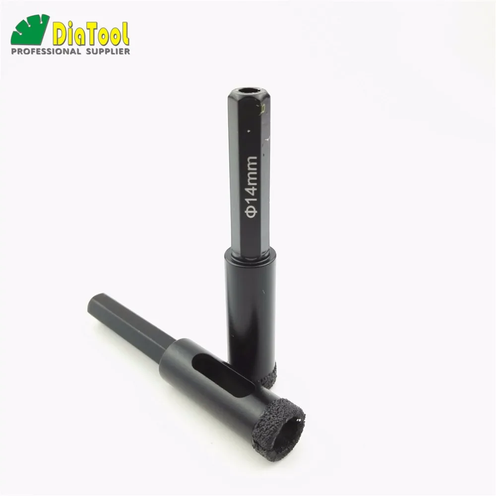 DIATOOL 2pcs Diameter 14mm Diamond Drill Bits Hex Shank Vacuum Brazed Drilling Marble Granite Tile Hole Saw|tile hole saw|drill bit hexdiamond drill