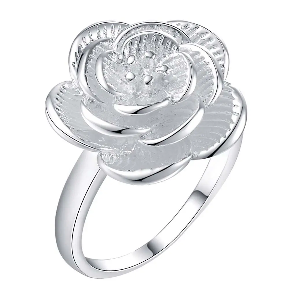 flower shape Ring Size 6 7 8 9 10 New Fashion Jewelry Gift For Women Wholesale silver plated ring AR206 | Украшения и аксессуары