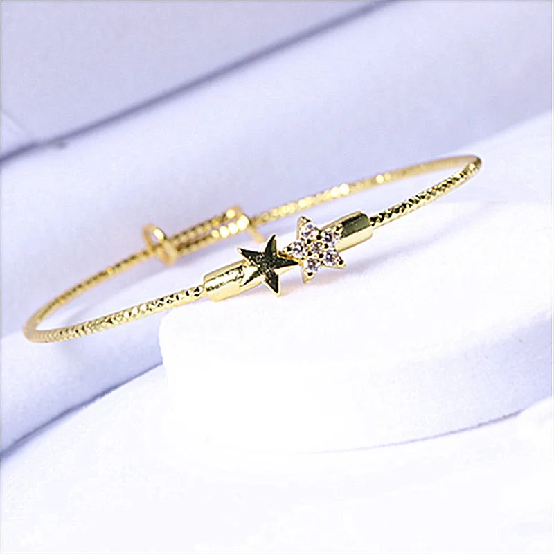 Creative Shining Stars Zircon Gold Girl Charm Bracelet for Kids Christmas Gift Jewelry Wholesale Shipping Fashion trend girl | Украшения и