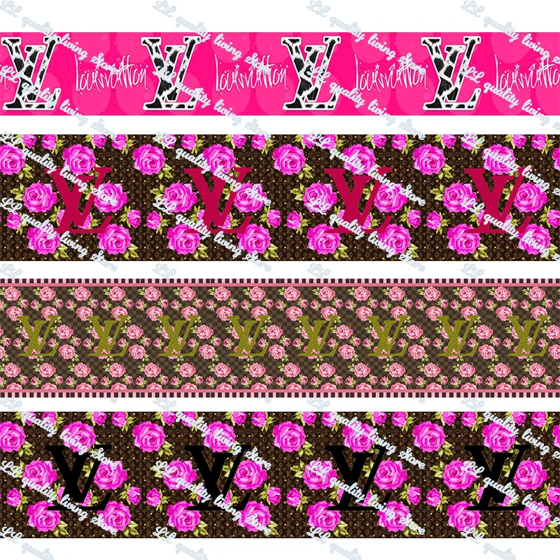

Rose printed grosgrain ribbon fold over elastic printing ribbons DIY hair accessories band 50 yards