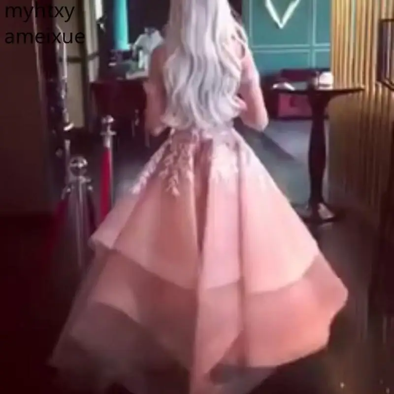 Новое поступление розовое мусульманское вечернее платье размера плюс с