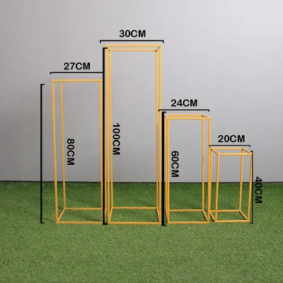 A Gold 4 piece set Свадебный дорожный свинец кованого железа Геометрическая рамка прямоугольное тело кованого железа цветок украшения сценический искусственный цветок реквизит - Цвет: A Gold 4 piece set