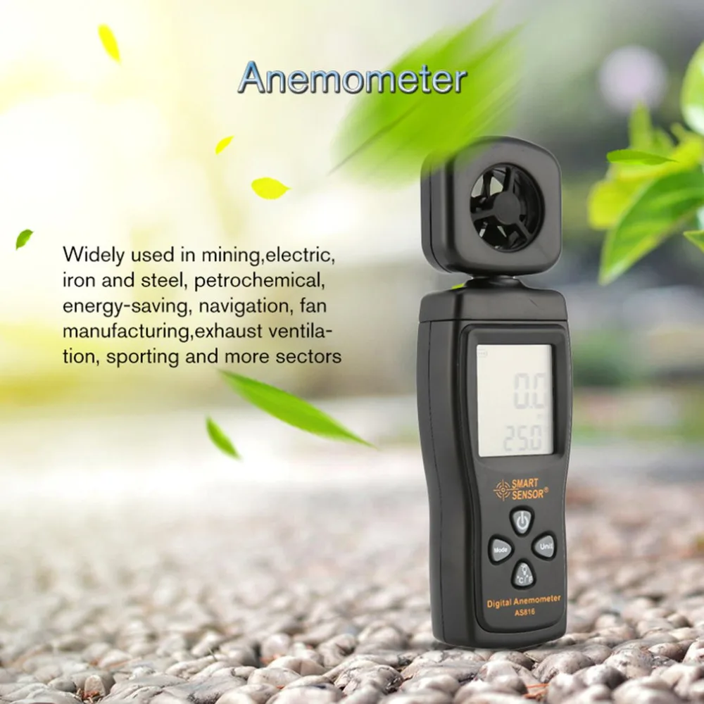 Smart Senor AS816 Анемометр термометр Ветер воздуха Скорость Калибр метр Windmeter