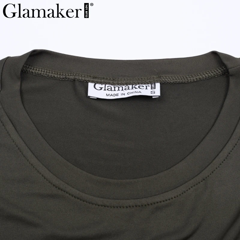 Женская футболка с длинным рукавом Glamaker летняя бандажная блузка зеленого цвета