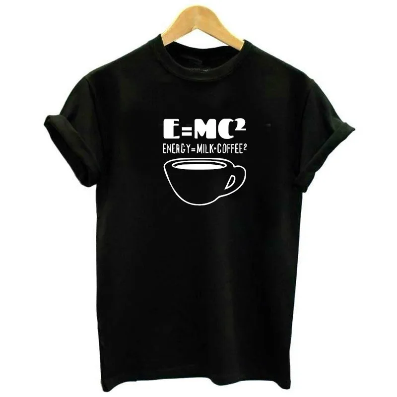 Забавная футболка E = MC2 кофе женская с графическим рисунком Женская милая Дамская