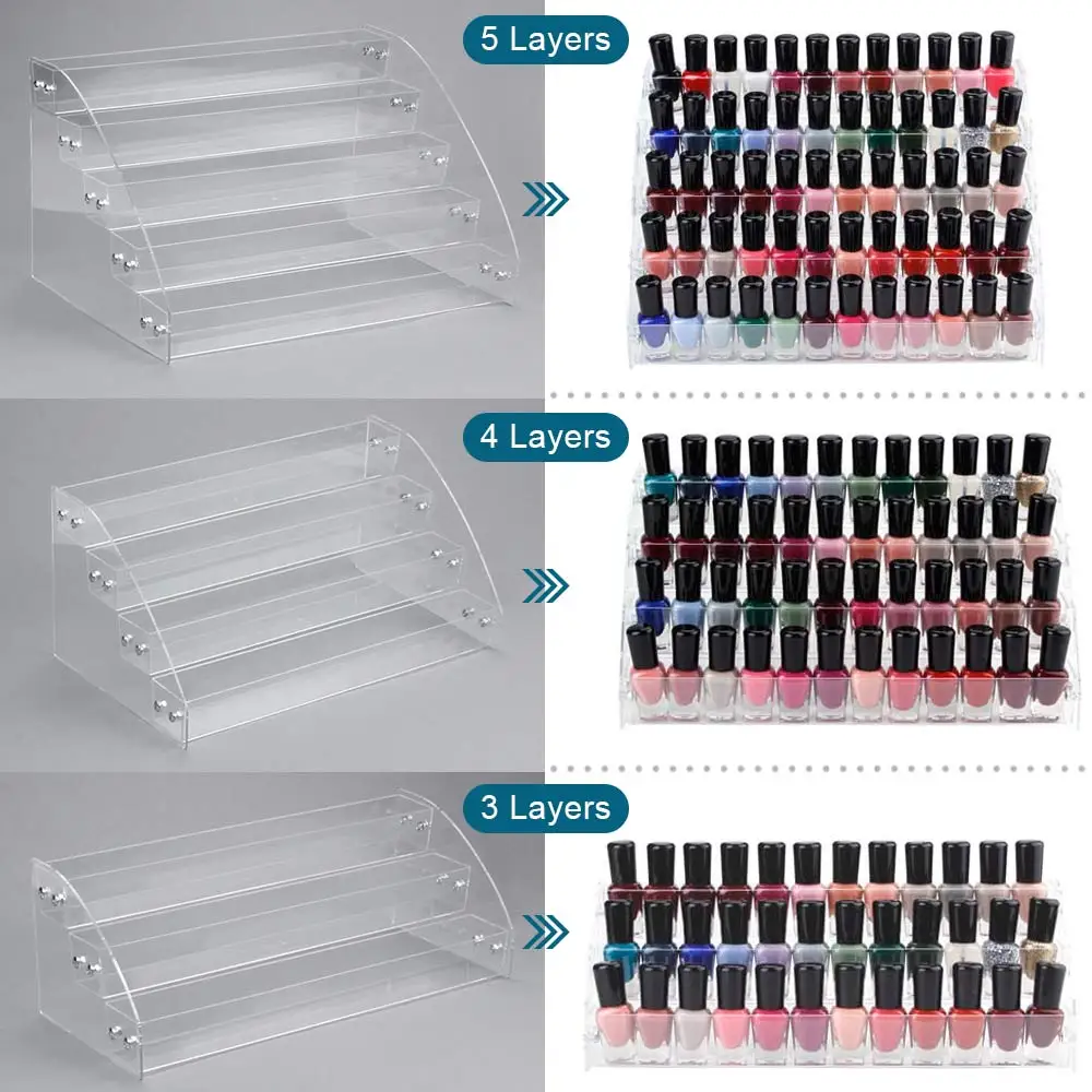 1 To 7 Tier Nail Polish Rack Nail Art Tools Acrylic Display Holder Manicure Stand Cosmetics Storage Makeup Organizer Equipment