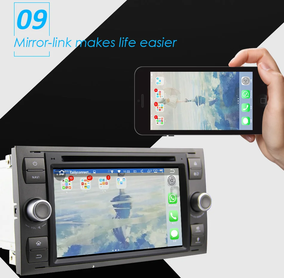 Eunavi 2 Din Android 9 4G 64G Автомобильный DVD для FORD S-Max Kuga Fusion Transit Fiesta Focus II gps мультимедийный плеер Радио стерео dsp