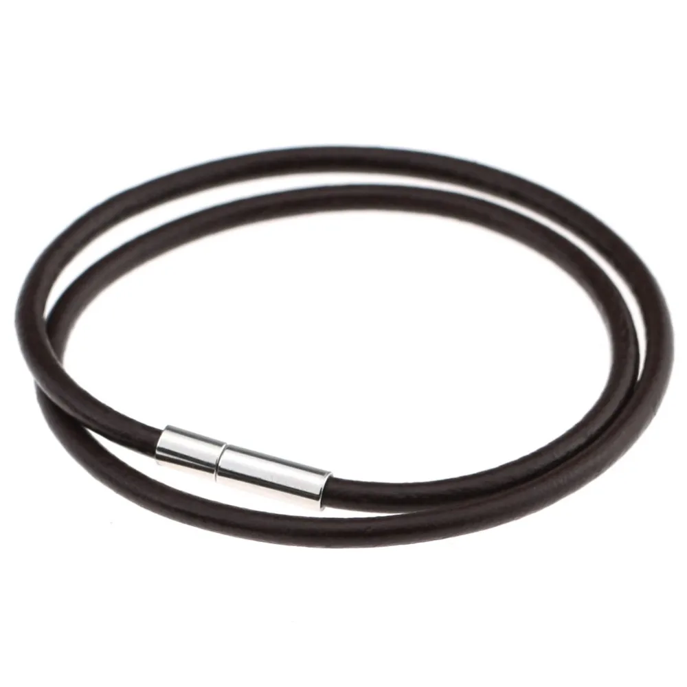 Новая застежка из нержавеющей стали 3 мм тонкий шнур натуральной кожи цепочка