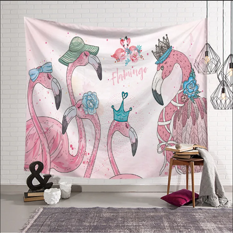 

Flamingo Tapestry Wall Art Tapestries Tropical Curtain Living Room Bedspread Sheet Table Cloth Girl Wedding Home Decorative Door