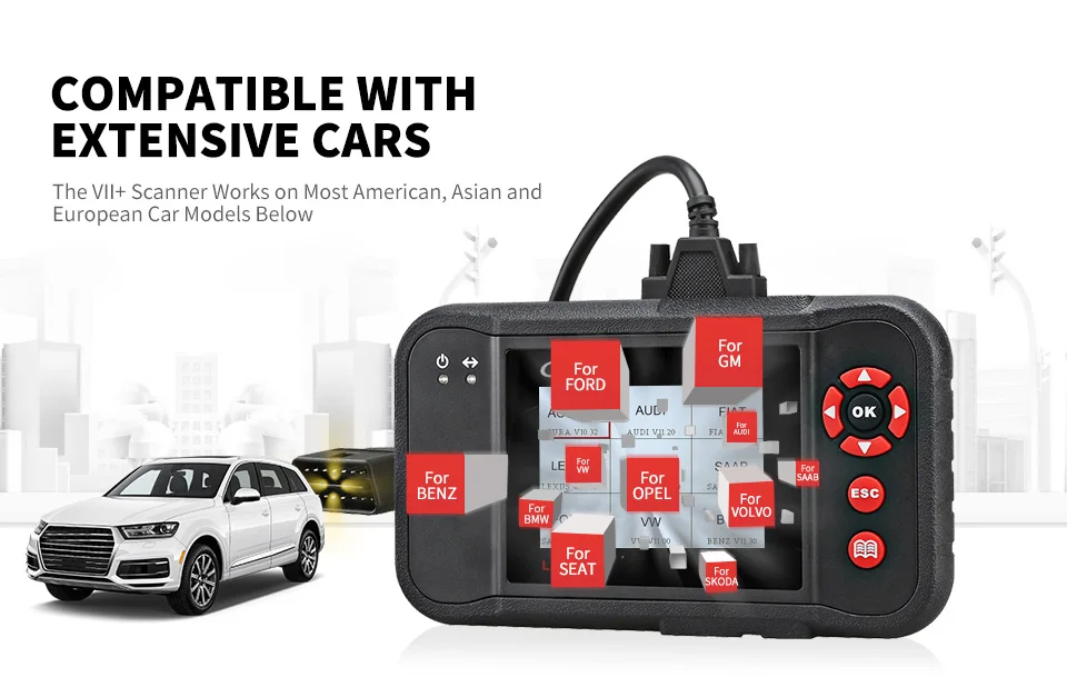 LAUNCH X431 Creader VII+ OBD2 автомобильный сканер для чтения кодов, автоматический диагностический инструмент для передачи двигателя, ABS Airbag Creader VII Plus