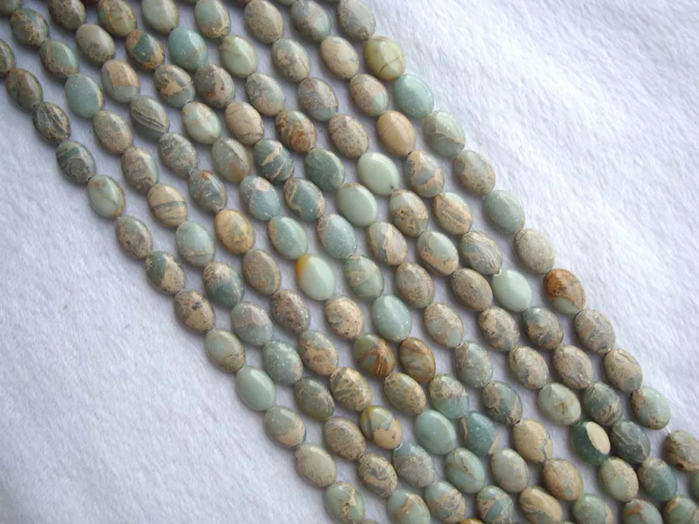 Плоские Овальные бусины из лизардита и яшмы свободные для самостоятельного изготовления ювелирных изделий