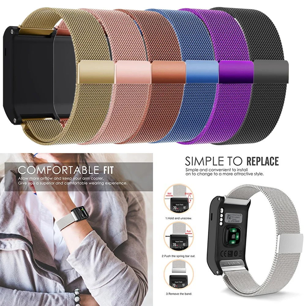 Ремешок для часов Garmin vivoactive HR Milanese сменный сетчатый Браслет из нержавеющей стали