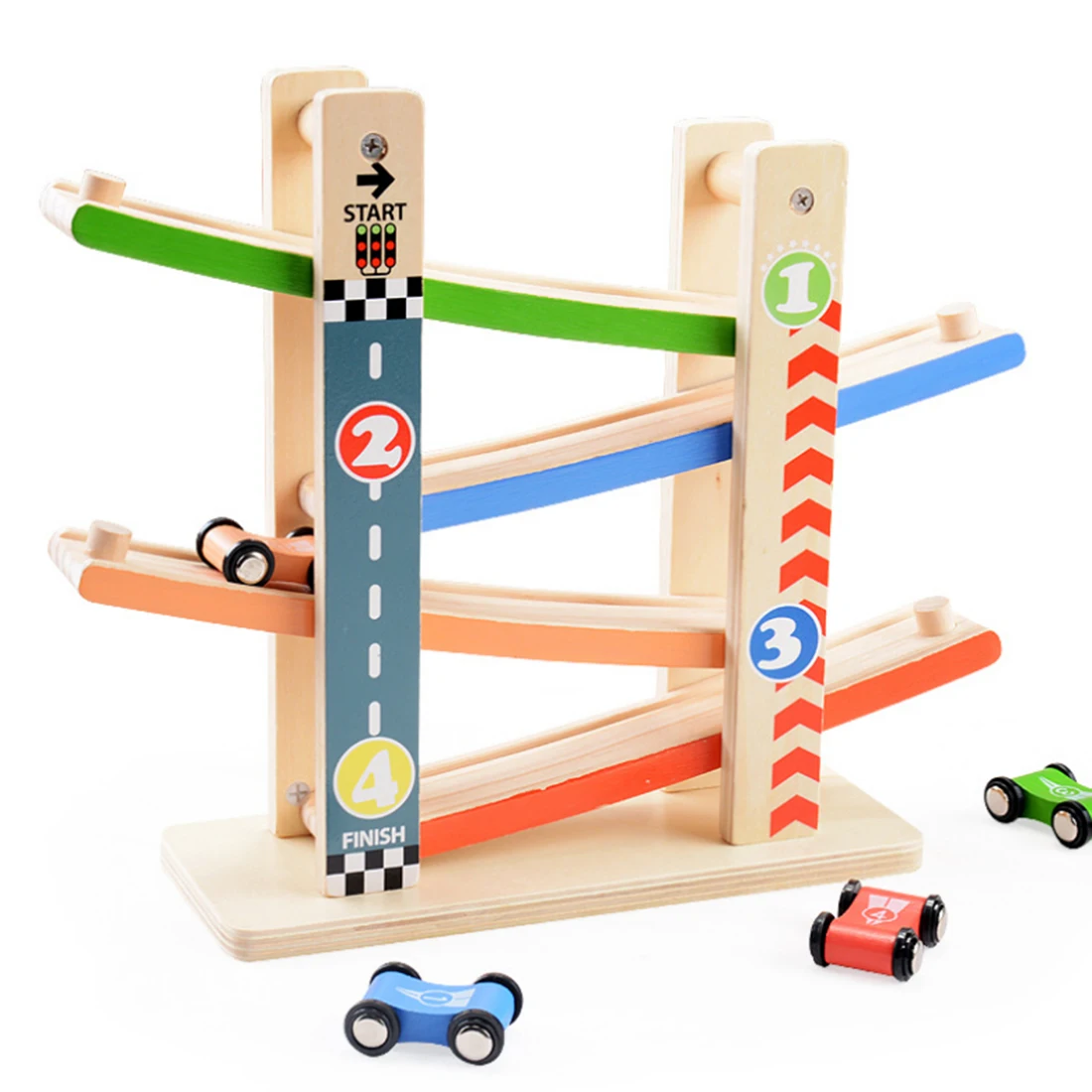 Игрушечный автомобиль деревянный городская дорога Ramp Racer Track инерционный