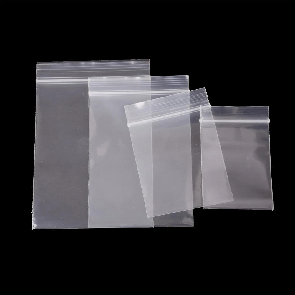 100 шт Упаковочные пакеты Ziplock замок на молнии многоразовые пластиковые пакеты полиэтиленовый пакет ювелирные изделия пластиковые толстые прозрачные небольшой замок типа молния