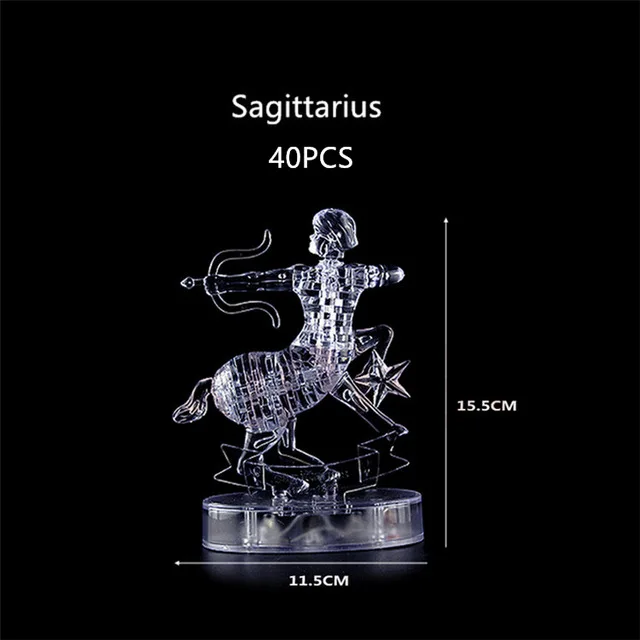 Sagittarius 3D кристаллическая головоломка 12 созвездий пазл гороскоп головоломка с светодиодный свет DIY элегантный подарочный игрушки для детей и взрослых - Цвет: Sagittarius