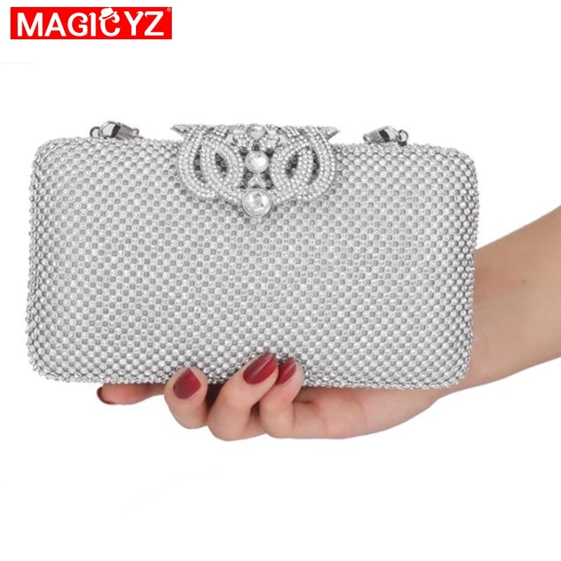 MAGICYZ женский клатч ручной работы Корона с алмазами сумка для банкета прямоугольная Свадебная вечерняя сумка женская сумка