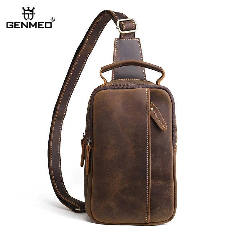 GENMEO Новое поступление из натуральной кожи мужская сумка через плечо сумки на