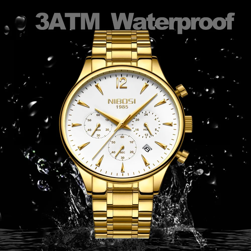 NIBOSI мужские часы Топ бренд Роскошные наручные водонепроницаемые спортивные