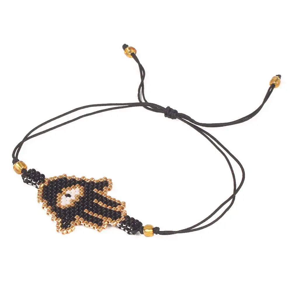 Go2boho MIYUKI браслет evil eye Hamsa ручной работы ювелирные изделия Pulseras Зеленый Кристалл для женщин кисточкой ручной работы Insta Мода