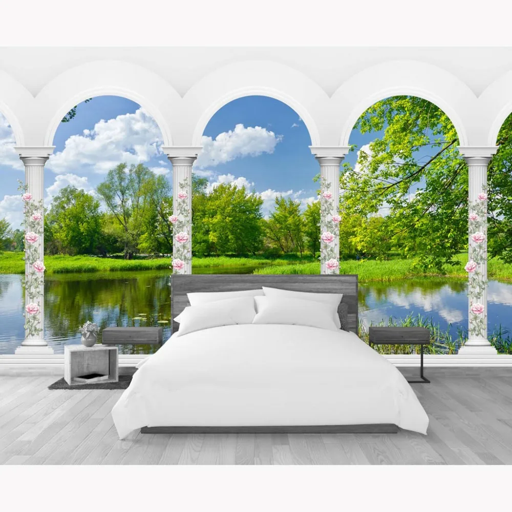 Самоклеящиеся обои из винила и шелка настенные наклейки с рисунком зеленого леса