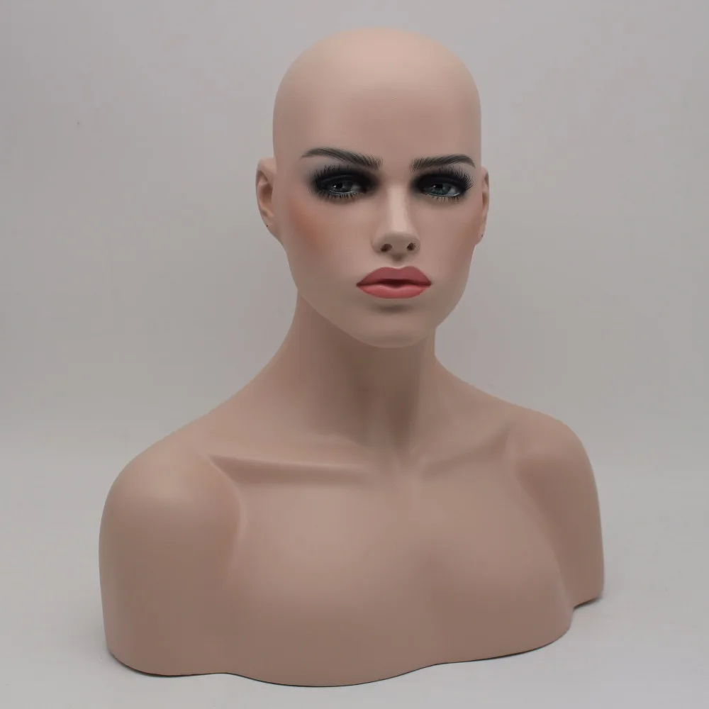 

Female Realistic Fiberglass Mannequin Head Bust Sale For Wig Jewelry And Hat Display