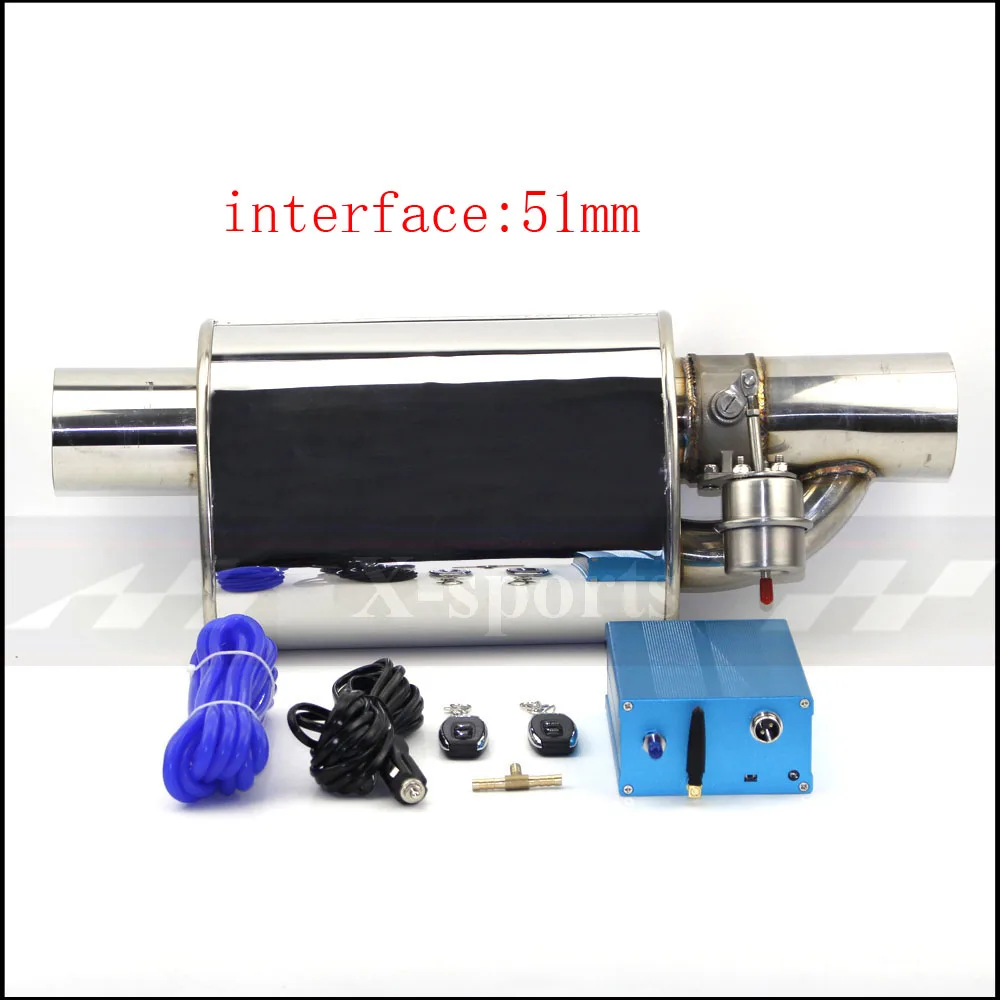 Vacuum pump 51mm Автомобильный вакуумный насос выхлопной трубы, переменные глушители клапанов, дистанционное управление, нержавеющая сталь, универсальный ID 51 мм 63 мм 70 мм 76 мм, плоская форма - Цвет: Vacuum pump 51mm
