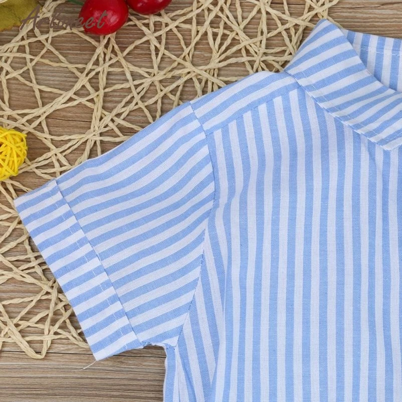 2017 fashionnewborn Дети для маленьких мальчиков в полоску девочек комбинезон одежда