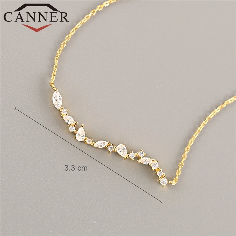 Женское ожерелье из серебра 925 пробы с цирконием кулон волной Корейская цепочка