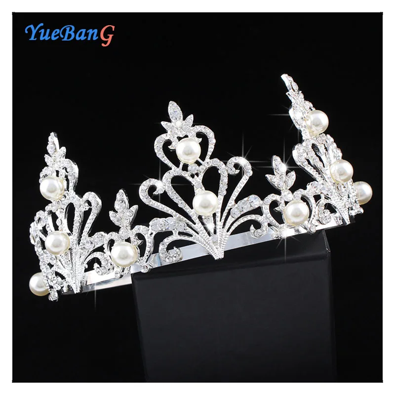 YueBanG элегантные свадебные аксессуары для волос корона Для женщин Hairbands Фея Жемчуг
