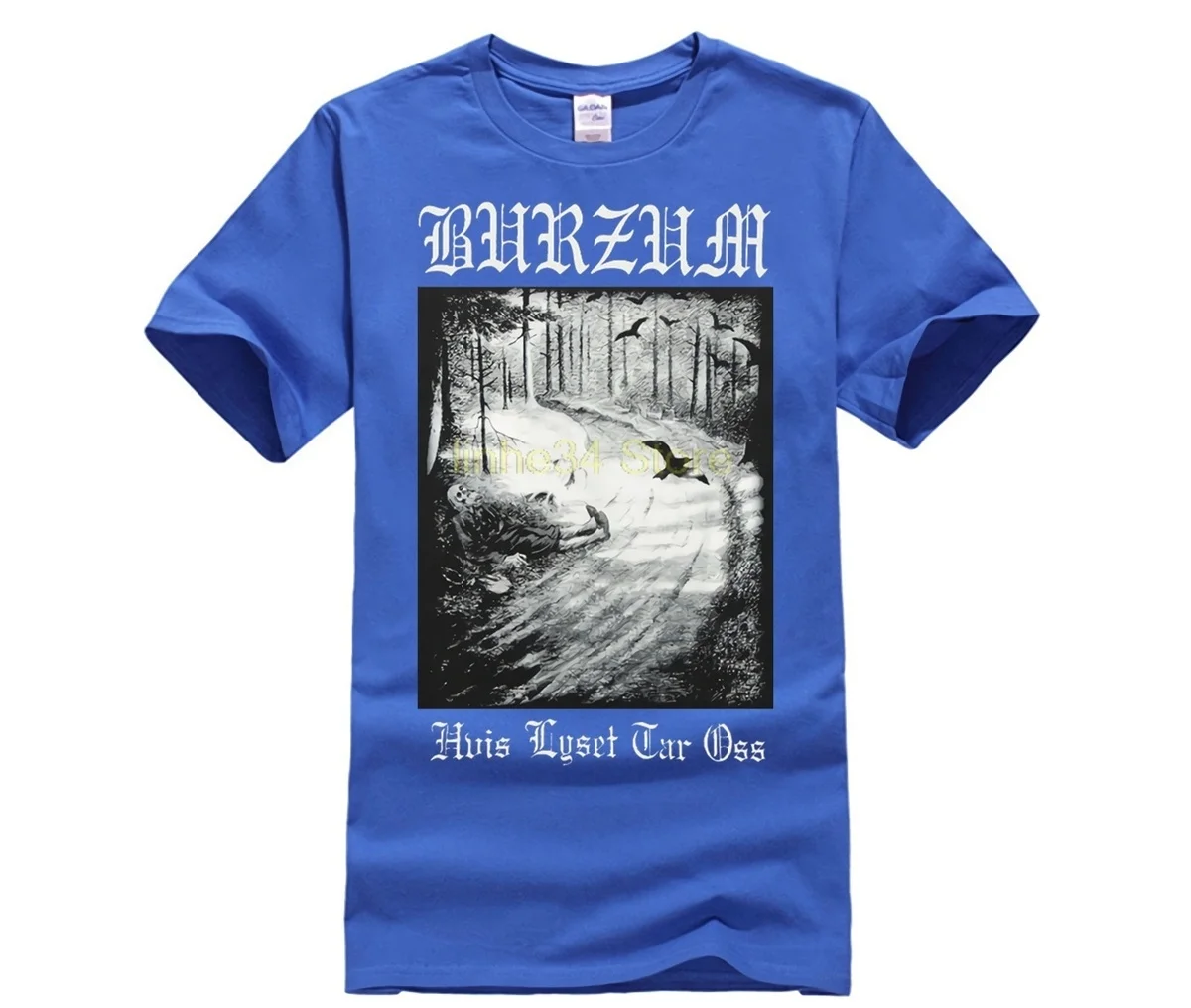 O-neck Hipster Tshirts Burzum Hvis Lyset Tar Otshirt Black Short Sleeve Men's T-shirt ( Bem166 ) Casual Cotton | Мужская одежда