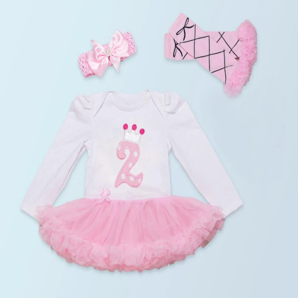 Комплект из 3 предметов Платье с длинными рукавами для маленьких девочек Цвет