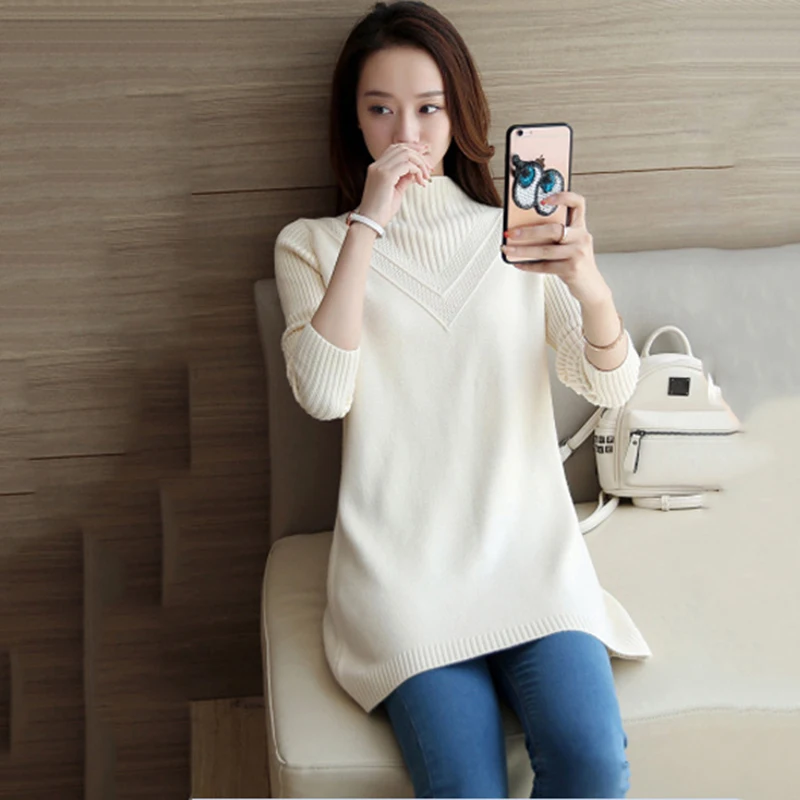 

2021 Autumn Winter Sweater Women Round Neck Pullover Knit Sweater Large Size Loose Long Sleeves Women Tops Bottom Shirt Sweater