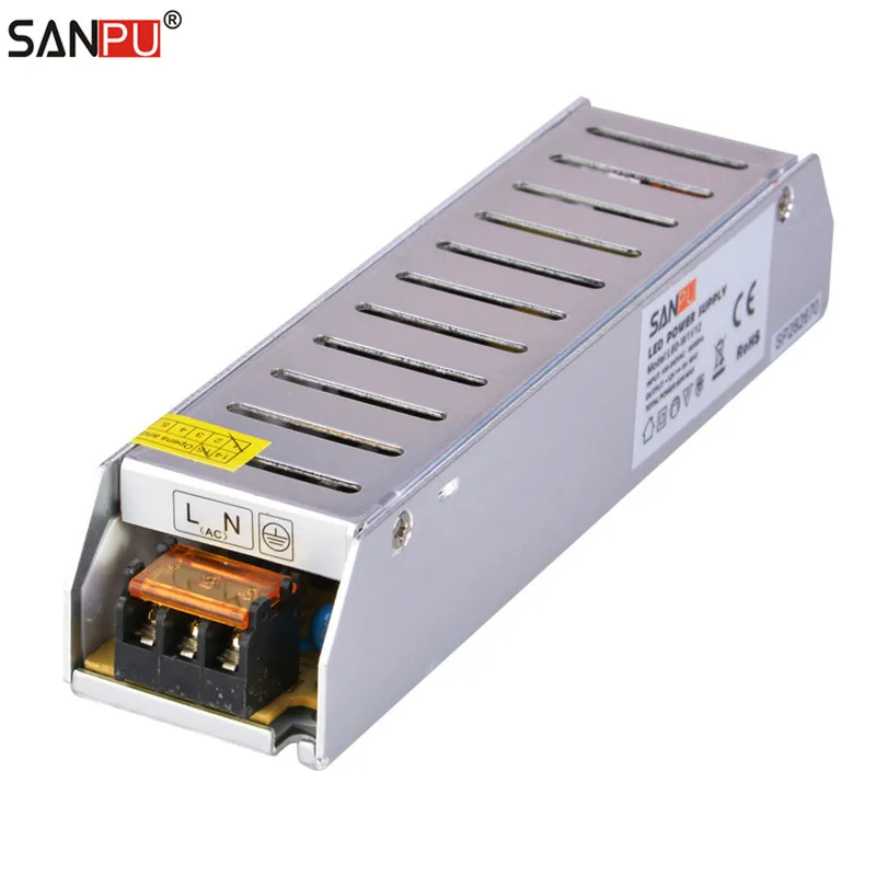 SANPU DC 12 V 60 W Питание 5A 110 220 AC/DC Мощность Фул трансформатор 12 вольт IP20 Алюминий светодиодный драйвер 12VDC закрытый тип ленты