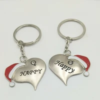 hot creative christmas gift key ring couple christmas hat key ring men and women wear pendant jewelry