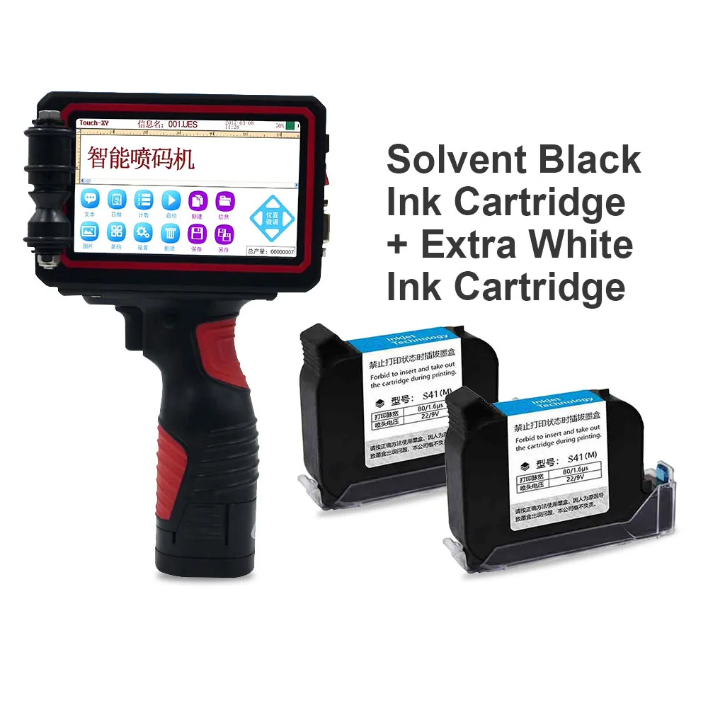 extra solvent white Портативный 25,4 мм ручной Интеллектуальный принтер с сенсорным экраном струйный принтер с номером даты QR код штрих-код для печати коробок - Цвет: extra solvent white