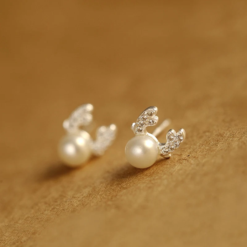 Женские маленькие серьги из циркония с жемчугом 925|earrings sterling silver|zircon earrings925 pearl |