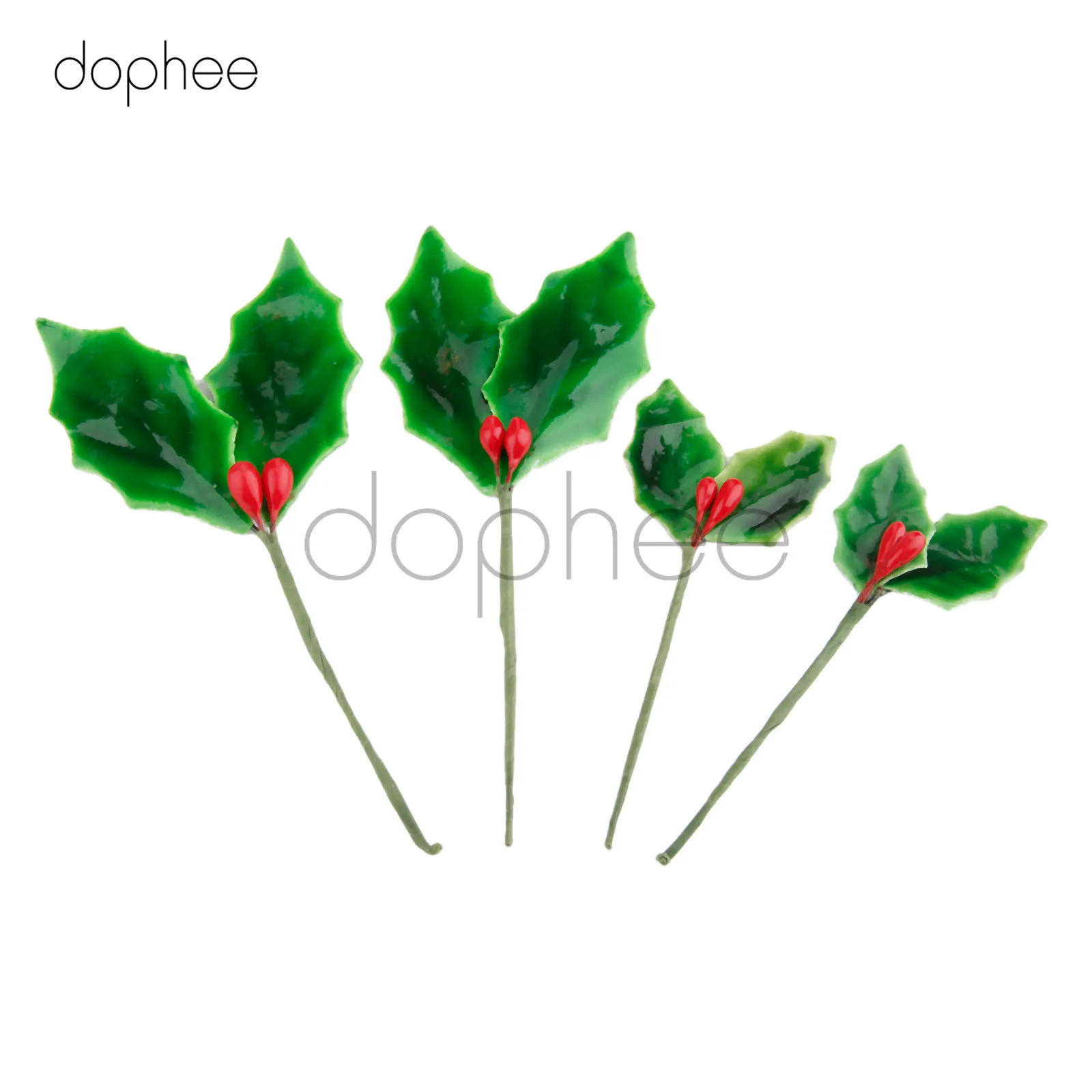 Dophee 10 шт Искусственные листья+ ягоды Холли для свадебной вечеринки, украшения дома, сделай сам, Рождественский Искусственный лист, цветок, шелковые листья