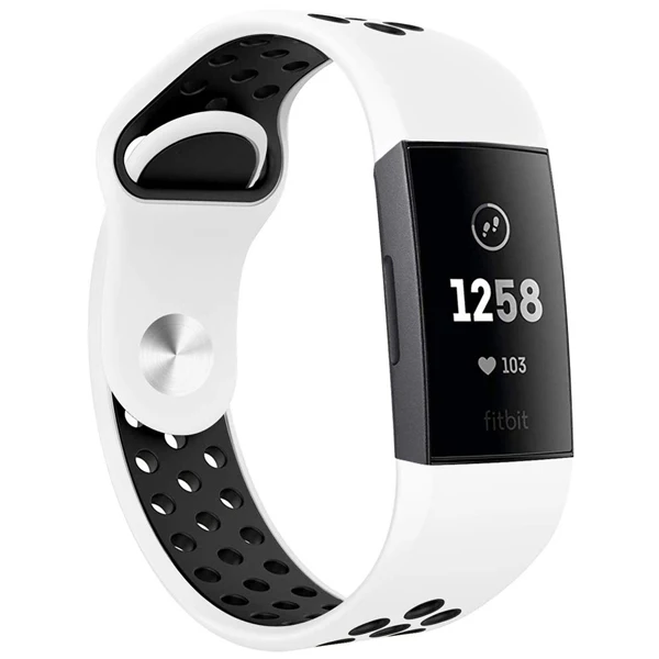 White with black Спортивный силиконовый сменный ремешок для Fitbit Charge 3, дышащий браслет, ремешок для часов, ремешок для Fitbit Charge3 - Цвет: White with black