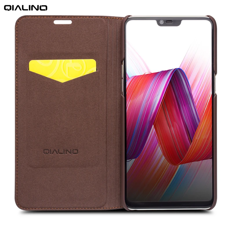 Роскошный чехол QIALINO из натуральной кожи для телефона OPPO R15 ручной работы с полной