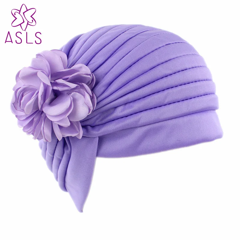 

2017 Hot sale Luxury Women Pleated Head Wrap Bonnet Turban sleeping Cap With Spring Flower Ladies Turban
