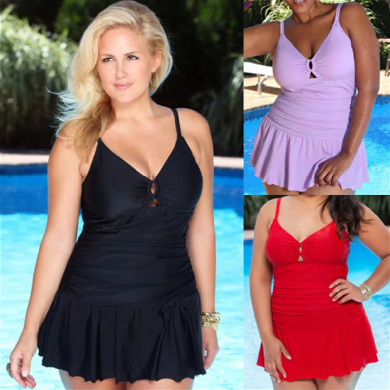 Женский цельный купальник большого размера лидер продаж 2017 однотонный комплект