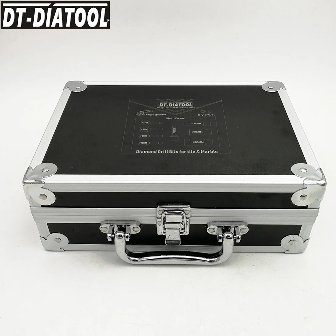 DT-DIATOOL, 8 шт./набор, Вакуумные Паяные алмазные сверла, наборы, 5/8-11, Кольцевые пилы, смешанный размер, плюс пальчиковые коронки для мрамора