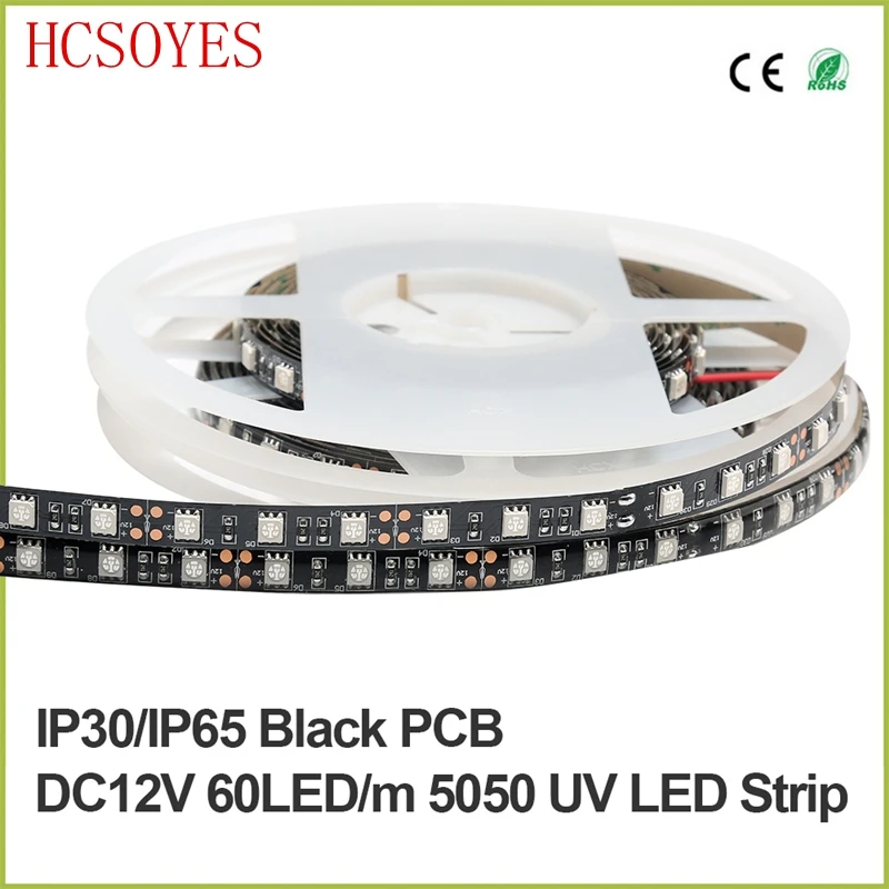 DC12V 5 М УФ 300 светодиодов 5050 SMD 60 светодиодов/м ультрафиолетовая Светодиодная лента