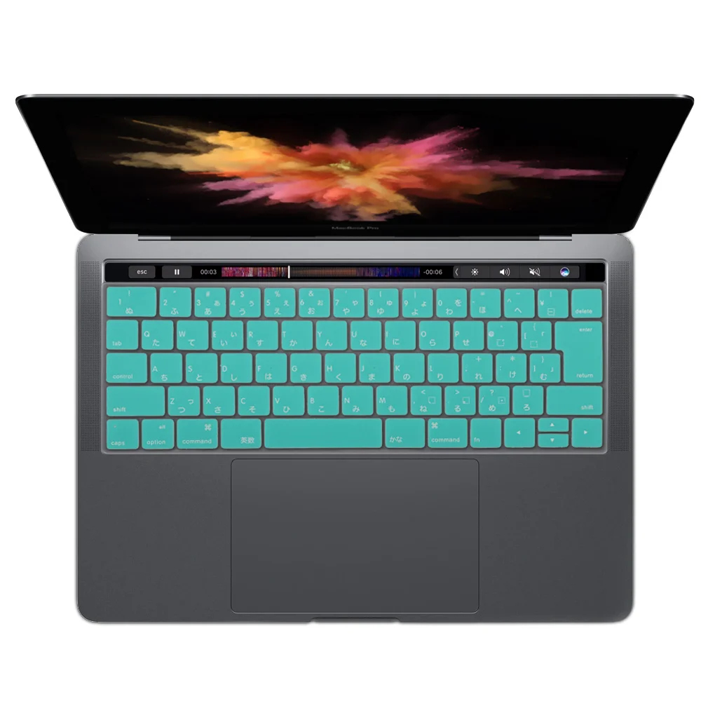 Ключ кожи для / MacBook Pro retina 13 15 дюймов с сенсорной панелью JIS японская версия градиентный Радужный цвет клавиатура крышка - Цвет: Mint