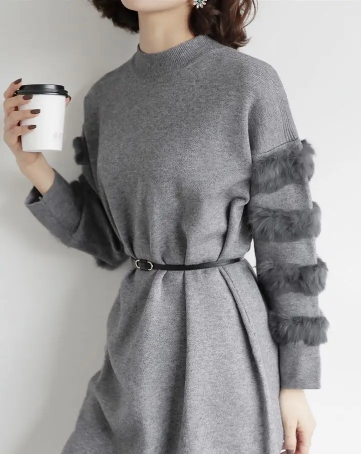 2018 rabbit fur autumn winter warm korean turtleneck pull long sleeve women jumpers sweaters pullovers fashion femme B127 | Женская
