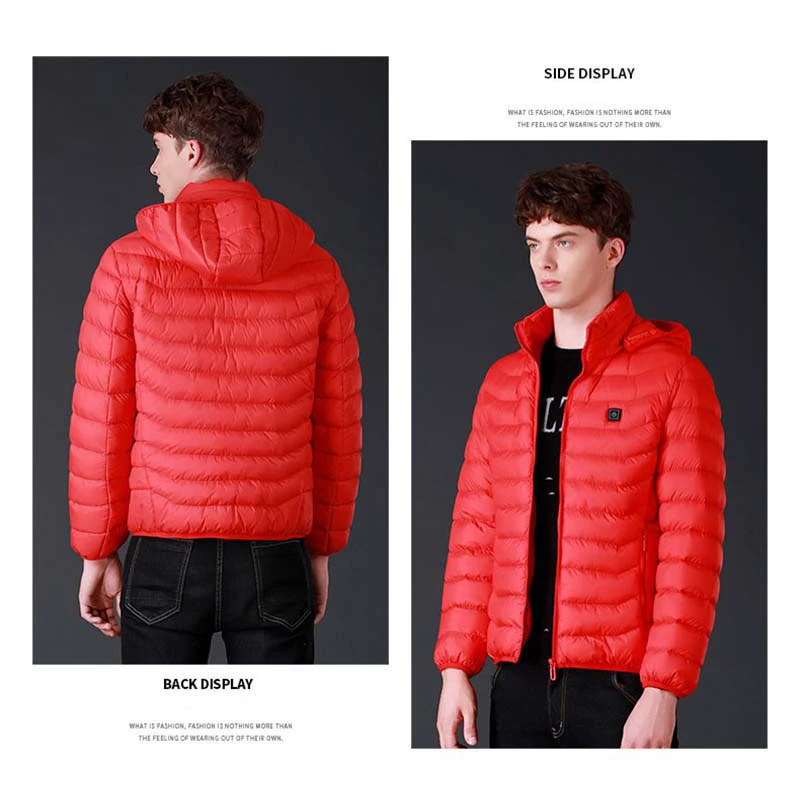 Зимние теплые куртки с подогревом для мужчин женщин Smart термостат капюшоном