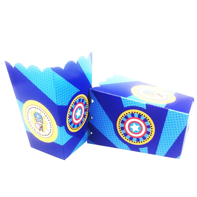 popcorn box 6pcs Мультфильм Мстители вечерние одноразовые посуда бумажные тарелки салфетки флаг чашки детская игрушка в ванную день рождения принадлежности и украшения - Цвет: popcorn box 6pcs