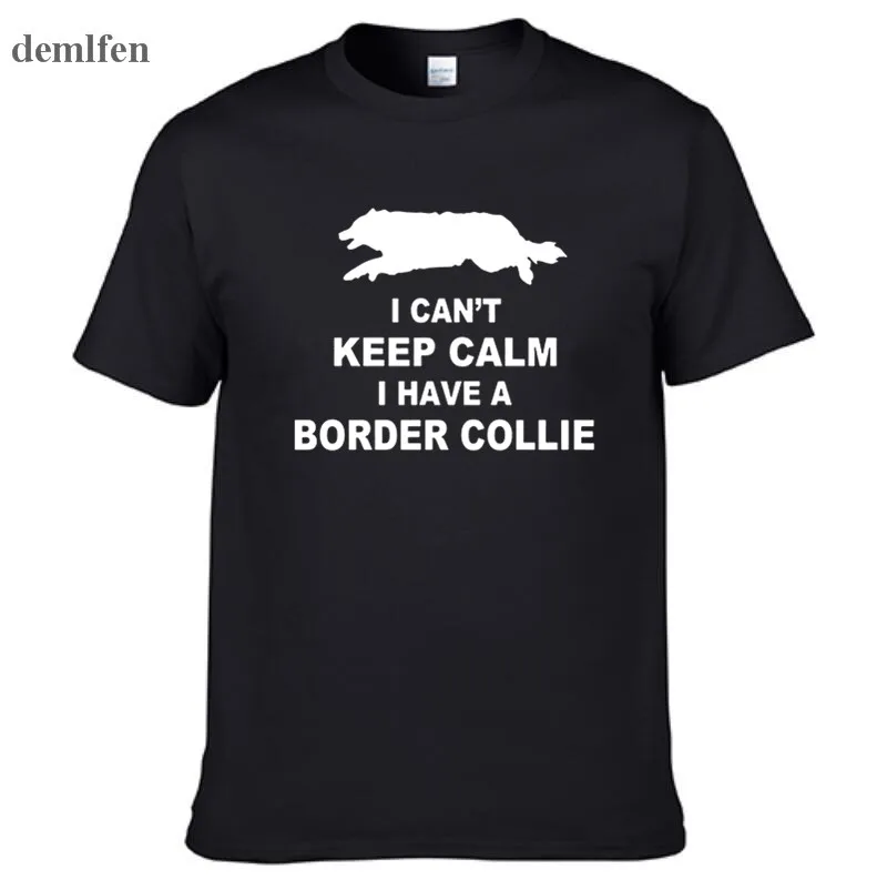 Забавные не могу Keep Calm I границы футболка с колли топы футболки Homme летние шорты