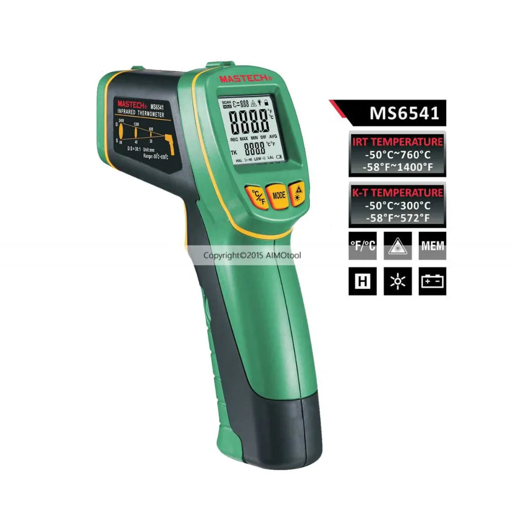 Mastech MS6541 дальний Бесконтактный инфракрасный термометр D: S = 30: 1 с k typ зондом|non-contact