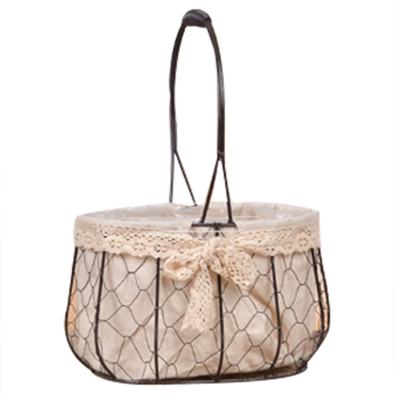 Железная художественная корзина для хранения настольный органайзер продуктов